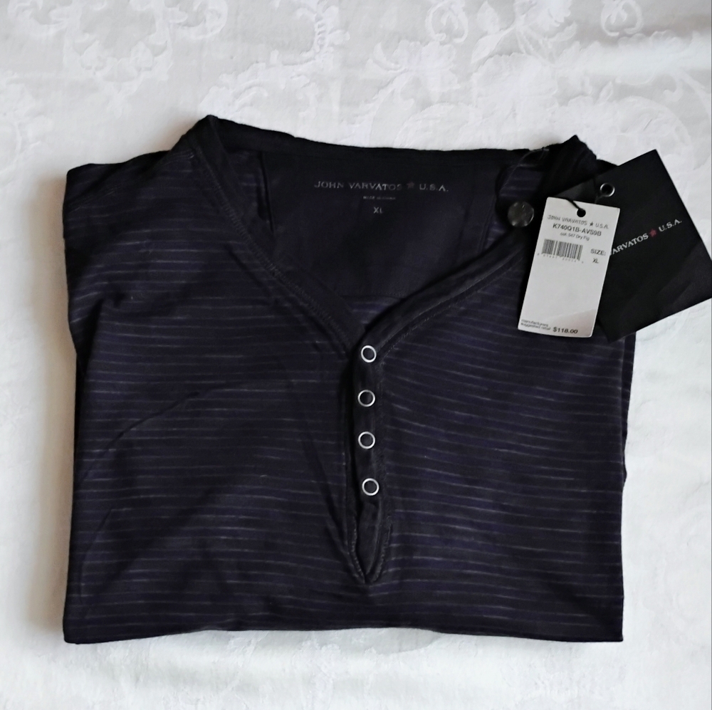 John Varvatos Dark Striped Button Down Shirt